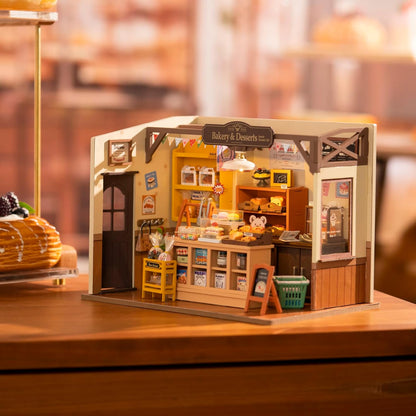Mini Home DIY Assembly Model, Becca's Bakery, 3D Puzzle Toy, 256-piece Wooden Model With LED Lights, Creative Home Decor And Adult Gift