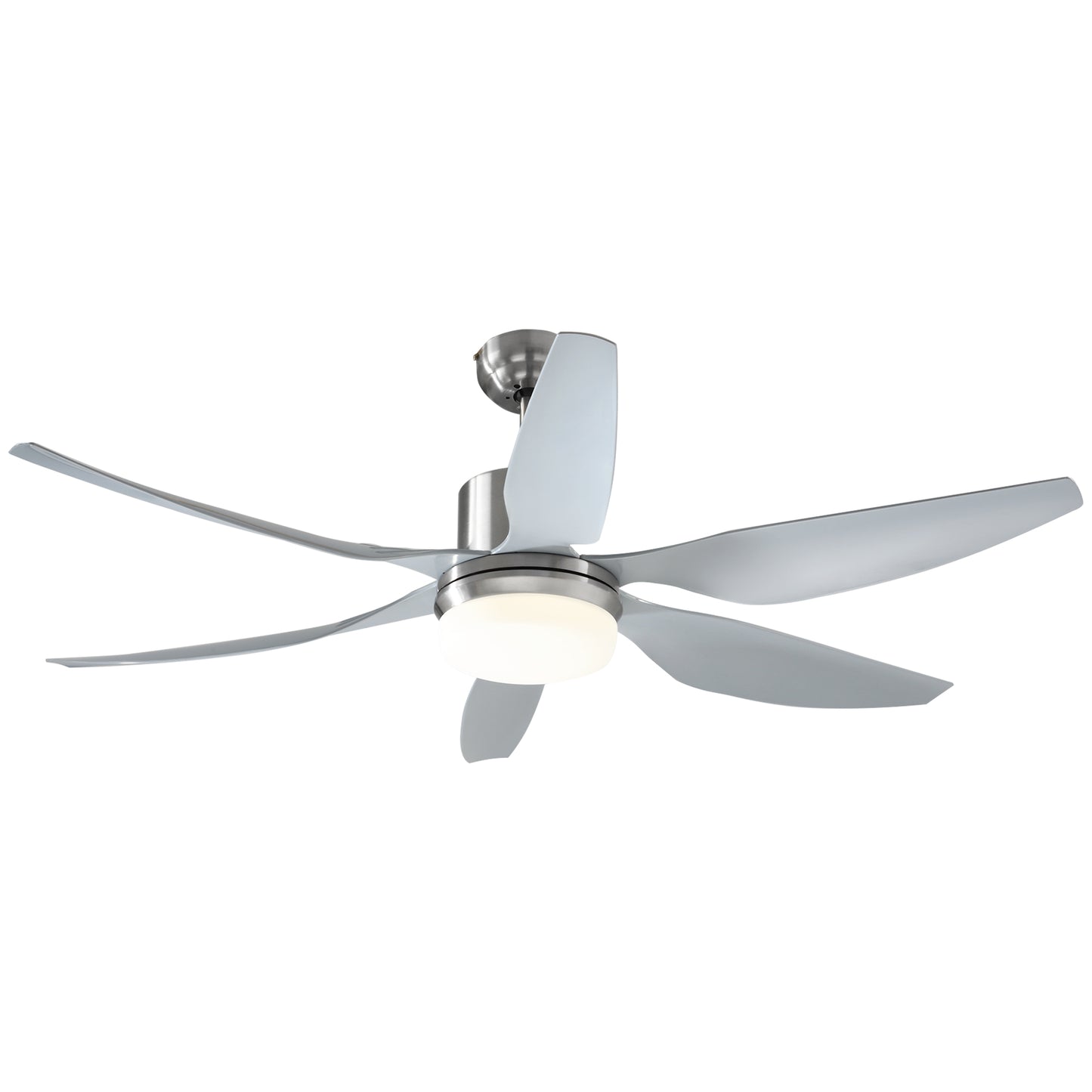 Reversible Ceiling Fan With Light, 6 Blades Indoor Modern Mount LED Lighting Fan With Remote Controller, For Bedroom, Living Room, Silver