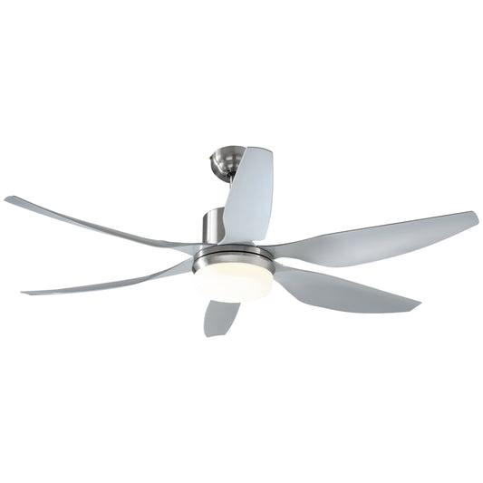Reversible Ceiling Fan With Light, 6 Blades Indoor Modern Mount LED Lighting Fan With Remote Controller, For Bedroom, Living Room, Silver