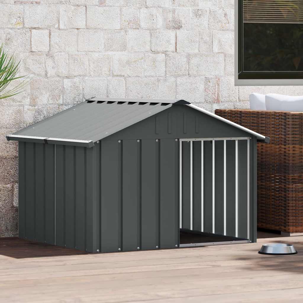 Dog Kennel Anthracite 116.5x103x81.5 cm Galvanized, Rainproof Dog Kennel, Windproof Dog Kennel