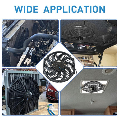 12 Inch Universal 12V 80W Electric Radiator Intercooler Slim Line Cooling Fan