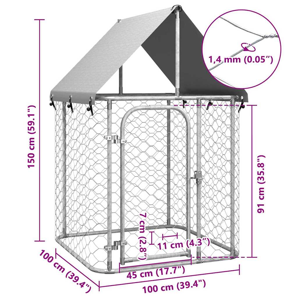 Outdoor Dog Kennel with the Lockable Door, Polyethylene Roof is Fire-resistant and UV-resistant