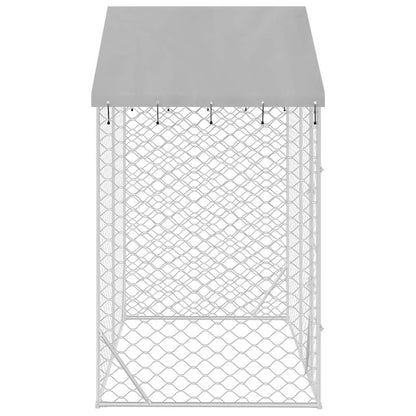 Outdoor Dog Kennel with Roof, Silver, 3x1.5x2.5m, Galvanized