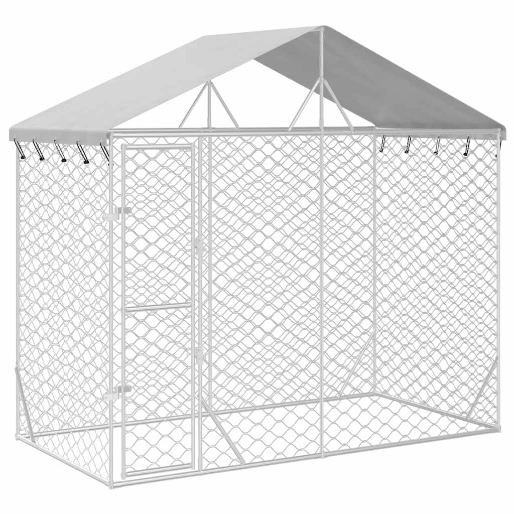 Outdoor Dog Kennel with Roof, Silver, 3x1.5x2.5m, Galvanized