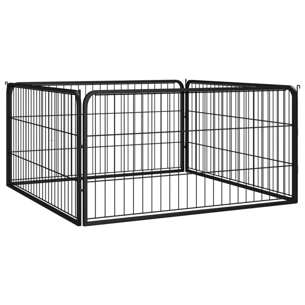 4-Piece Dog Playpen, Powder-coated, Easy to Assemble and Disassemble Dog Playpen, Black