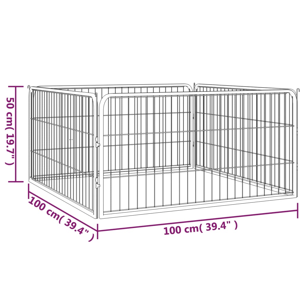 4-Piece Dog Playpen, Powder-coated, Easy to Assemble and Disassemble Dog Playpen, Black