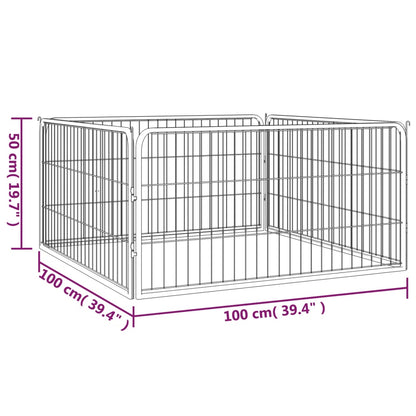 4-Piece Dog Playpen, Powder-coated, Easy to Assemble and Disassemble Dog Playpen, Black