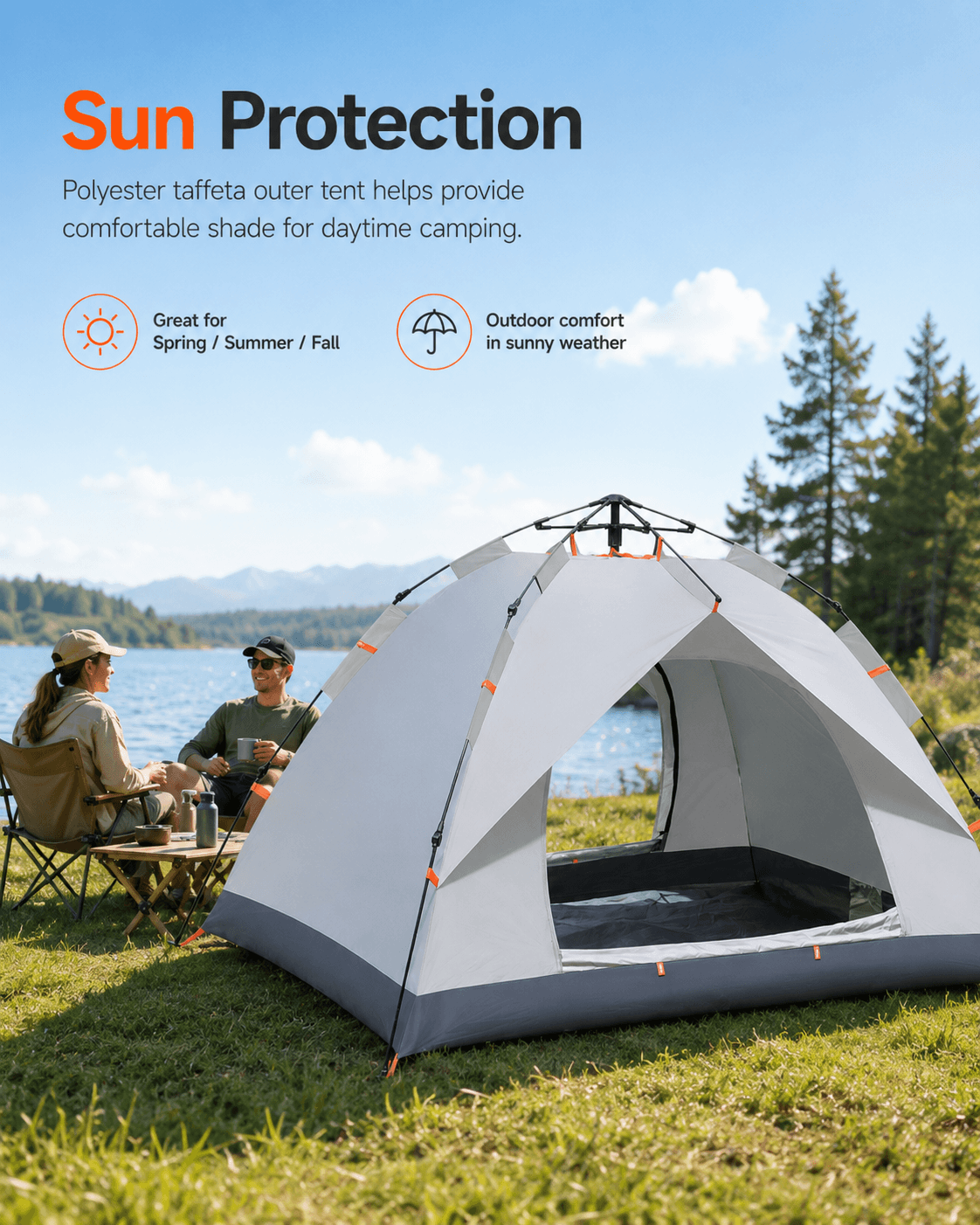 Automatic Pop Up Tent for 2-3 Person, Upgraded Camping Tent Waterproof & UV Protection