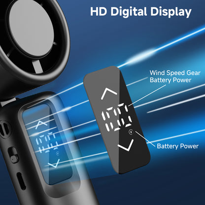 Portable Handheld Fan with LCD Display - 1-100 Speed Settings, 4000mAh Rechargeable Battery, Foldable Design for Travel