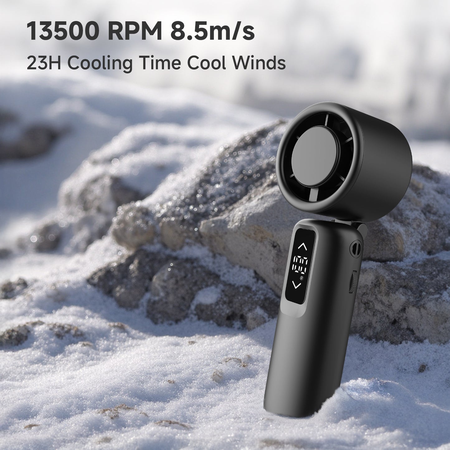Portable Handheld Fan with LCD Display - 1-100 Speed Settings, 4000mAh Rechargeable Battery, Foldable Design for Travel