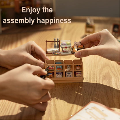 Mini Home DIY Assembly Model, Becca's Bakery, 3D Puzzle Toy, 256-piece Wooden Model With LED Lights, Creative Home Decor And Adult Gift