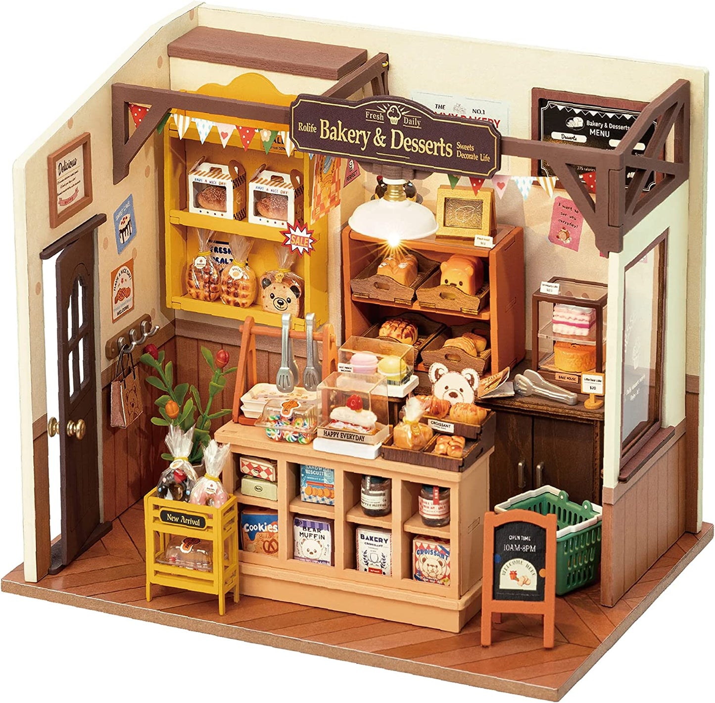 Mini Home DIY Assembly Model, Becca's Bakery, 3D Puzzle Toy, 256-piece Wooden Model With LED Lights, Creative Home Decor And Adult Gift