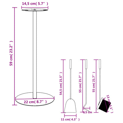 4-piece fireplace tool set 22 x 59 cm steel garden tool