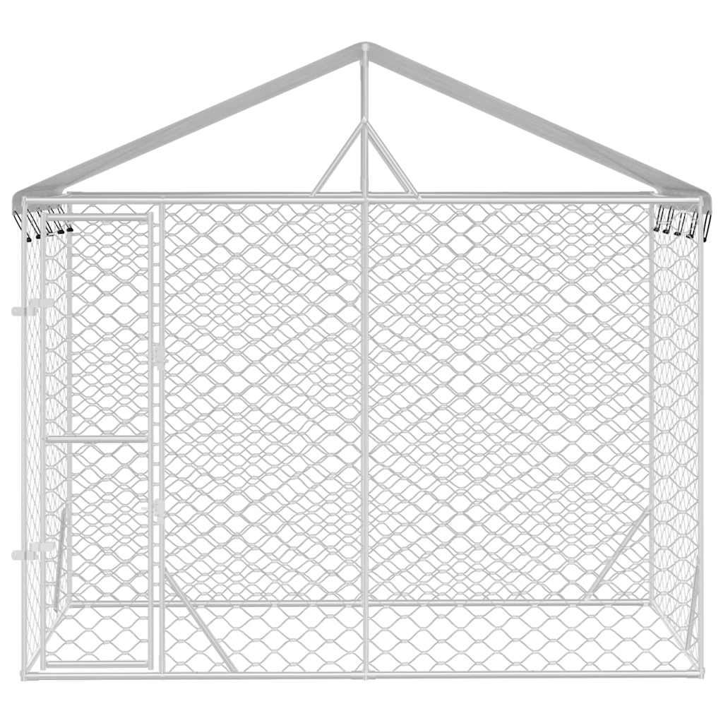 Outdoor Dog Kennel with Roof, Silver, 3x1.5x2.5m, Galvanized
