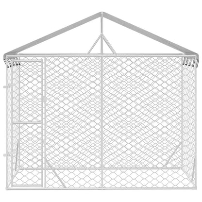 Outdoor Dog Kennel with Roof, Silver, 3x1.5x2.5m, Galvanized